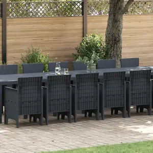 VIDAXL Ensemble de Salle à Manger de Jardin 17 Pièces Anthracite Poly Rattan pas cher