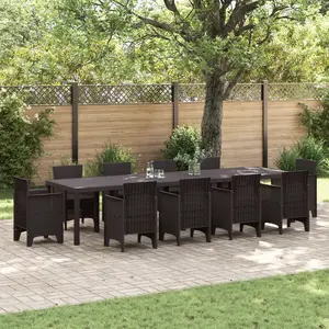Comparateur de prix : vidaXL Table de Jardin Marron 350x100x73 cm Poly Rattan