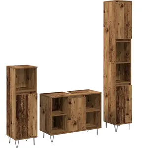 vidaXL Ensemble de mobilier de salle de bain 3 pcs Bois Ancien pas cher