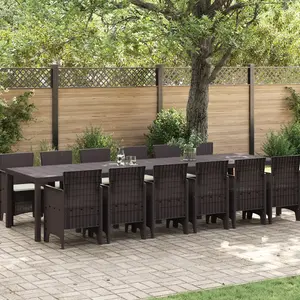 vidaXL Ensemble de salle à manger de jardin 13 pièces Marron et crème