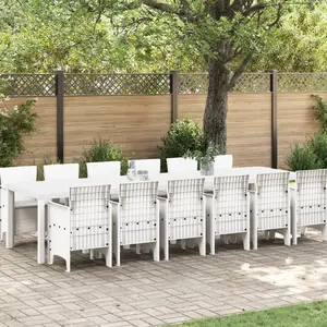 vidaXL Ensemble de salle à manger pour jardin 13 pcs Blanc Rattan Polt pas cher