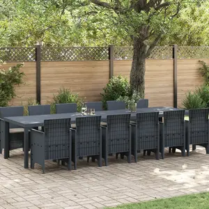 VIDAXL Set Jardin 13 Pièces Avec Coussins Anthracite En Poly Rotin pas cher