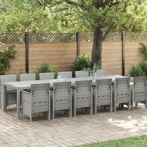 vidaXL - Tuin - Eettafel - Set - 13 - pcs - Lichtgrijs - Polt - riet pas cher