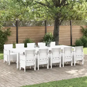 Comparateur de prix : vidaXL - Tuin - Eettafel - Set - 11 - pcs - Wit - Rattan - & - Staal