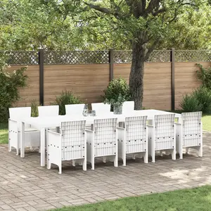 vidaXL Ensemble de salle à manger pour jardin 11 pcs Blanc pas cher