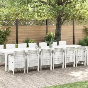 vidaXL Ensemble de salle à manger de jardin 15 pièces avec coussins en poly rotin blanc pas cher
