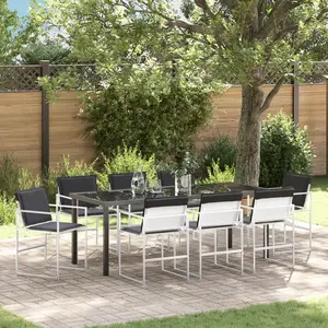 vidaXL - Tuin - Eettafel - Set - 9 - pcs - Wit - Gepoedercoat - staal pas cher