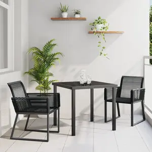 vidaXL Ensemble de salle à manger pour jardin 3 pcs Noir pas cher