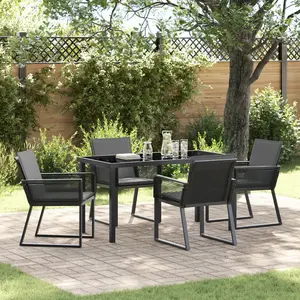 vidaXL Ensemble de salle à manger pour jardin 5 pcs Noir pas cher