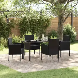 vidaXL Ensemble de salle à manger pour jardin 5 pcs Noir polyrotin pas cher