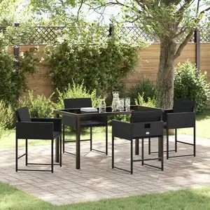 vidaXL Ensemble de salle à manger pour jardin 5 pcs Noir polyrotin pas cher