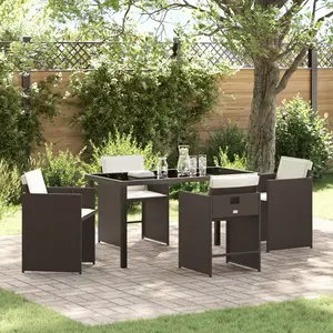 vidaXL Ensemble de salle à manger pour jardin 5 pcs Marron polyrotin pas cher