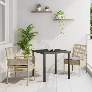 vidaXL Ensemble de salle à manger pour jardin 3 pcs Beige polyrotin pas cher