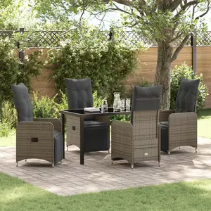 vidaXL Ensemble de salle à manger pour jardin 5 pcs Gris polyrotin pas cher