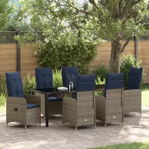 vidaXL Vidaxl Ensemble De Salon De Jardin De 7 Pièces Avec Coussins En Rattan Poly Noir pas cher