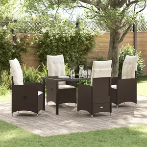 vidaXL Ensemble de salle à manger pour jardin 5 pcs Marron polyrotin pas cher