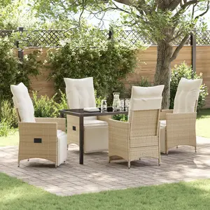 vidaXL Ensemble de salle à manger pour jardin 5 pcs Beige polyrotin pas cher