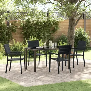 vidaXL Vidaxl Ensemble De Salle À Manger De Jardin 5 Pièces Noir Hdpe pas cher