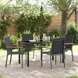 Comparateur de prix : vidaXL Vidaxl Ensemble De Salle À Manger De Jardin 5 Pièces Noir Textilène Et Acier