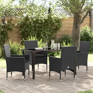vidaXL Ensemble de salle à manger pour jardin 5 pcs Noir polyrotin pas cher