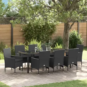 vidaXL Ensemble de salle à manger pour jardin 9 pcs Noir polyrotin pas cher