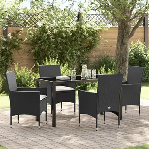 vidaXL Ensemble de salle à manger pour jardin 5 pcs Noir polyrotin pas cher
