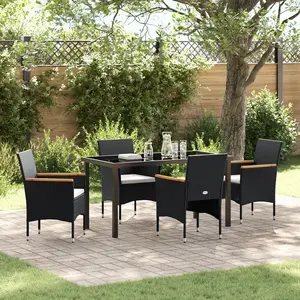vidaXL Vidaxl Ensemble De Jardin De 5 Pièces En Poly Rotin Noir pas cher