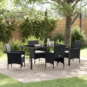 vidaXL Vidaxl Ensemble De Repas De Jardin 5 Pièces Noir Rattan Poly pas cher