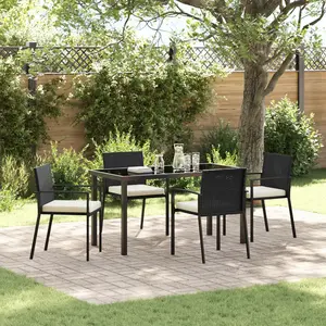 vidaXL Vidaxl Ensemble De Jardin 5 Pièces Noir Poly Rotin pas cher
