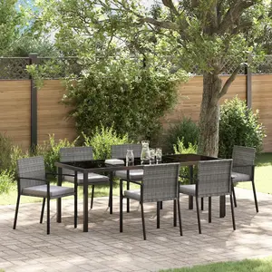 vidaXL Vidaxl Ensemble De Salle À Manger Jardin 7 Pièces Gris Rotin Pe pas cher