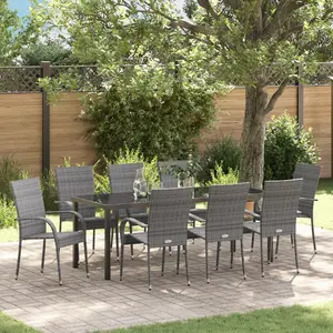 vidaXL Ensemble de salle à manger de jardin 5 pièces en rotin poly gris pas cher