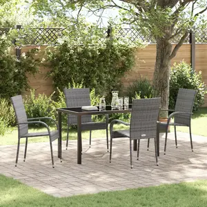 vidaXL Ensemble de salle à manger pour jardin 5 pcs Gris pas cher