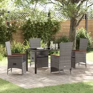 vidaXL Ensemble de salle à manger pour jardin 5 pcs Gris polyrotin pas cher