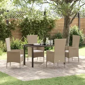 vidaXL Ensemble de salle à manger pour jardin 5 pcs Beige polyrotin pas cher