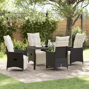 vidaXL Ensemble de salle à manger pour jardin 5 pcs Noir polyrotin pas cher