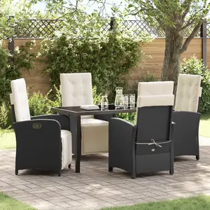 vidaXL Ensemble de salle à manger pour jardin 5 pcs Noir polyrotin pas cher