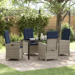 vidaXL Ensemble de salle à manger pour jardin 5 pcs Gris polyrotin pas cher