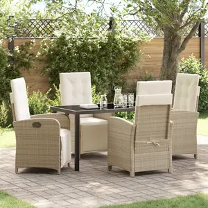 vidaXL Ensemble de salle à manger pour jardin 5 pcs Beige polyrotin pas cher