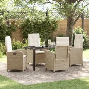 vidaXL Ensemble de salle à manger pour jardin 5 pcs Beige polyrotin pas cher