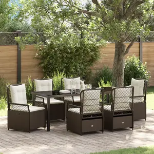 vidaXL Vidaxl Set De 7 Pièces De Salle À Manger De Jardin Marron En Rotin Synthétique pas cher