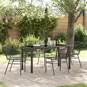 vidaXL Vidaxl Ensemble De 3 Noir Rattan Pe, Acier Revêtu De Poudre pas cher