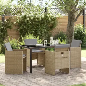 vidaXL Ensemble de salle à manger pour jardin 5 pcs Beige polyrotin pas cher