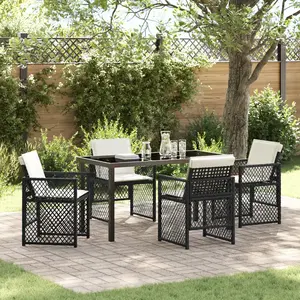 vidaXL Ensemble de salle à manger pour jardin 5 pcs Noir polyrotin pas cher