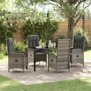 vidaXL Ensemble de salle à manger pour jardin 5 pcs Gris polyrotin pas cher