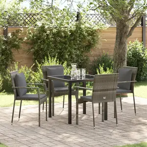 vidaXL Vidaxl Ensemble De Salle À Manger De Jardin De 5 Pièces Avec Coussins Gris Poly Rotin pas cher