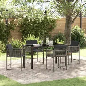 vidaXL Ensemble de salle à manger pour jardin 5 pcs Gris polyrotin pas cher