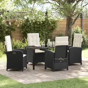 vidaXL Ensemble de salle à manger pour jardin 5 pcs Noir polyrotin pas cher