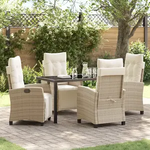 vidaXL Set de salle Ã  manger de jardin 5 piÃ¨ces beige en poly rattan pas cher