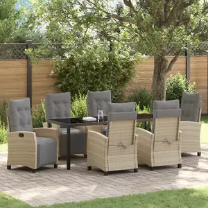 vidaXL Vidaxl Ensemble De Jardin 7 Pièces Beige Rattan Poly pas cher
