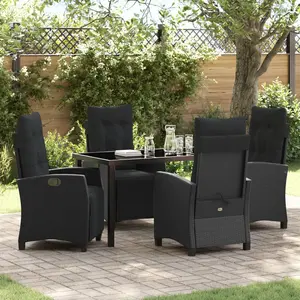 vidaXL Vidaxl Set De 5 Pièces De Salle À Manger De Jardin Noir Poly Rotin pas cher